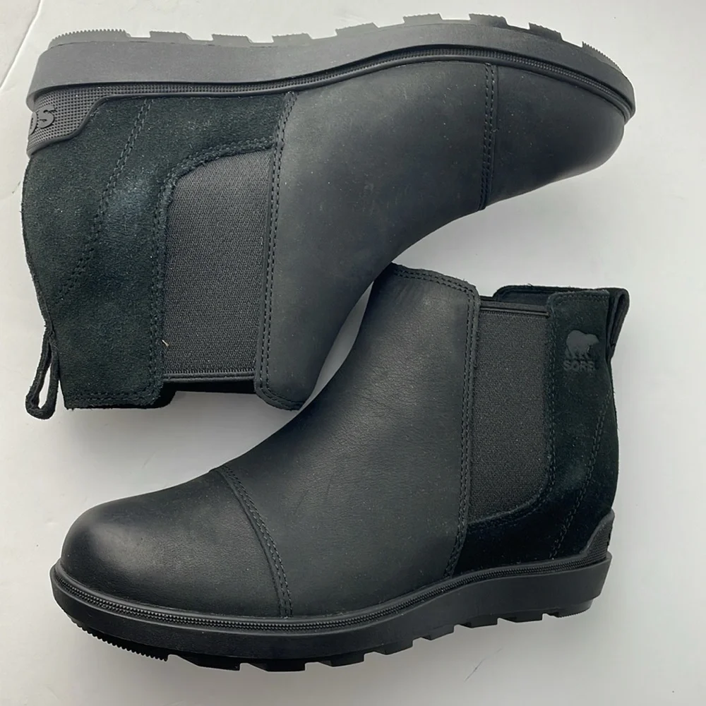 Sorel Evie 2 Chelsea Black Wedge Ankle Boots